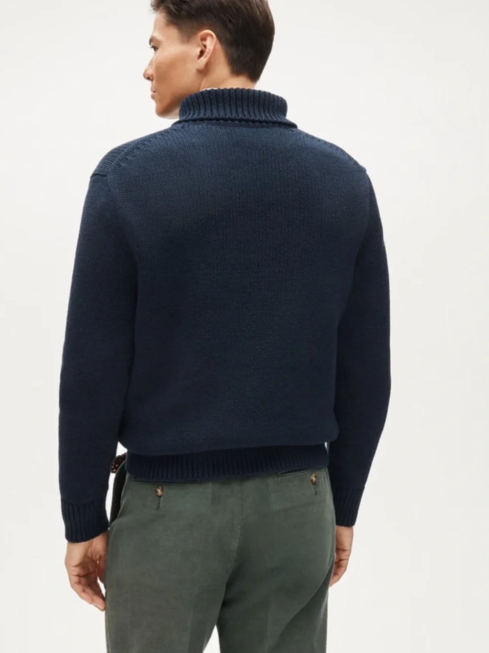 J crew darkest indigo navy Cotton shawl-collar sweater